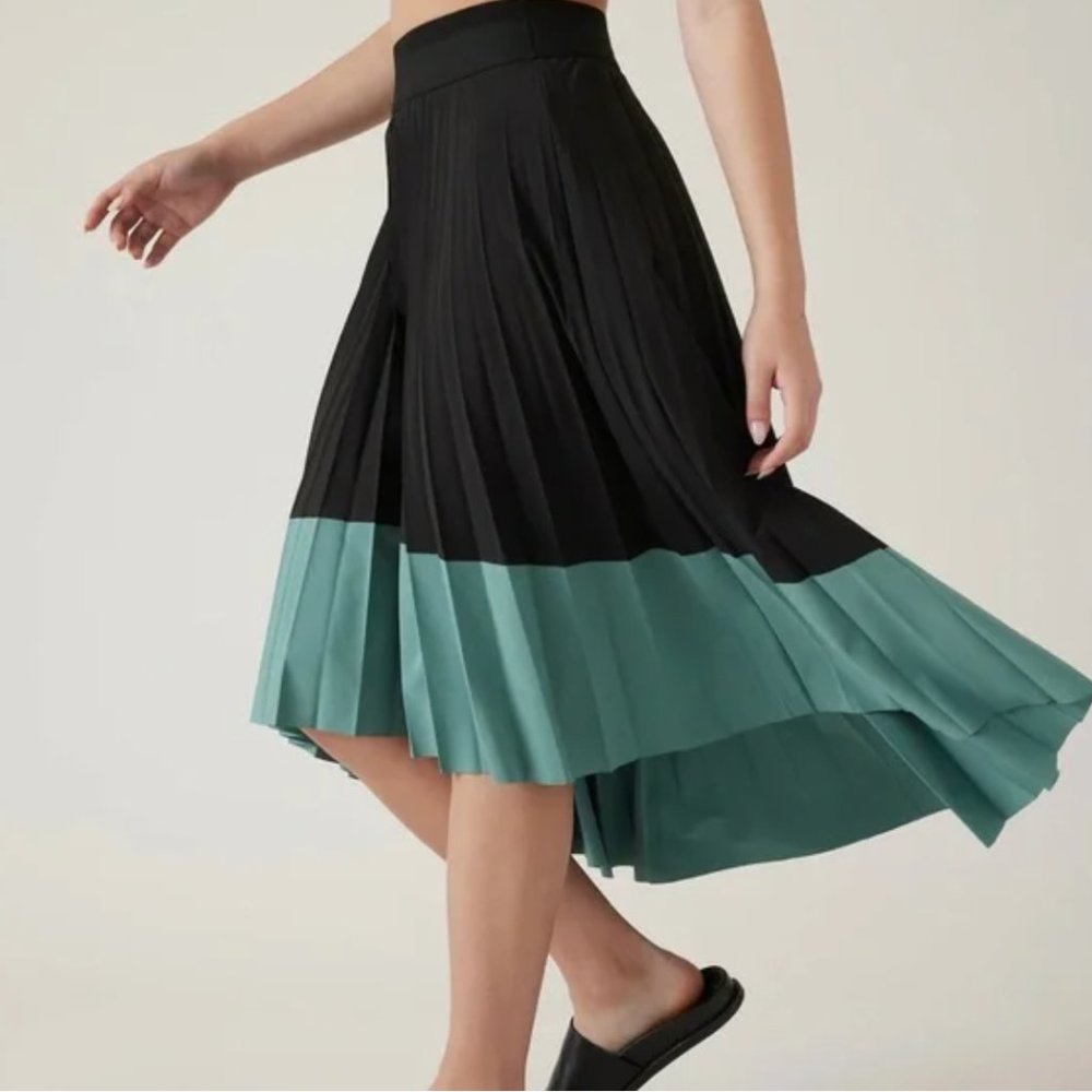 Athleta Hi-Lo Pleated Midi Skirt